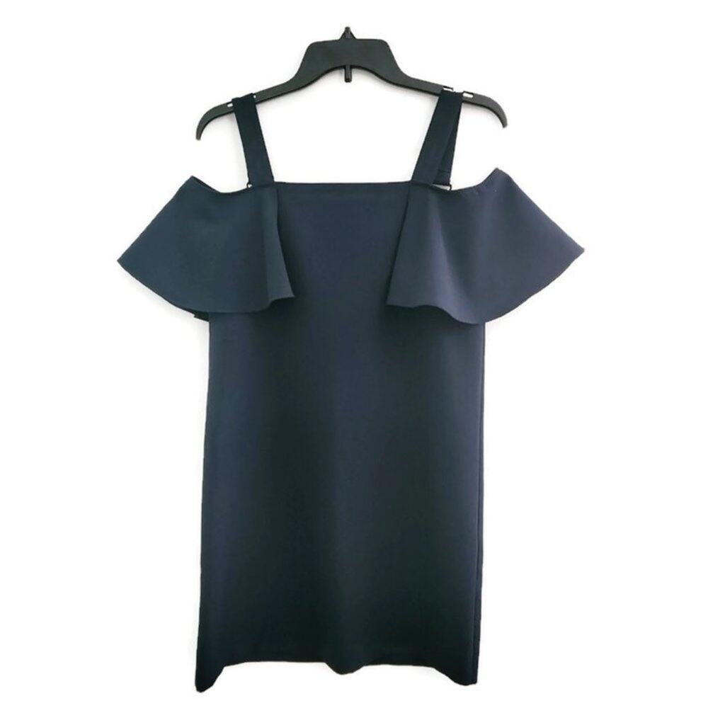 Aqua Women's Cold Shoulder Adjustable Strap Navy Blue Dress Small